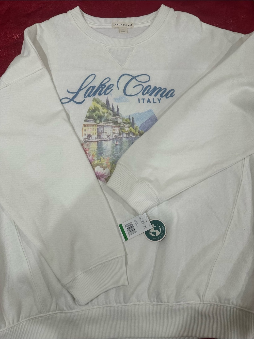 Aeropostale White Lake Como Italy Graphic Crewneck Sweatshirt
